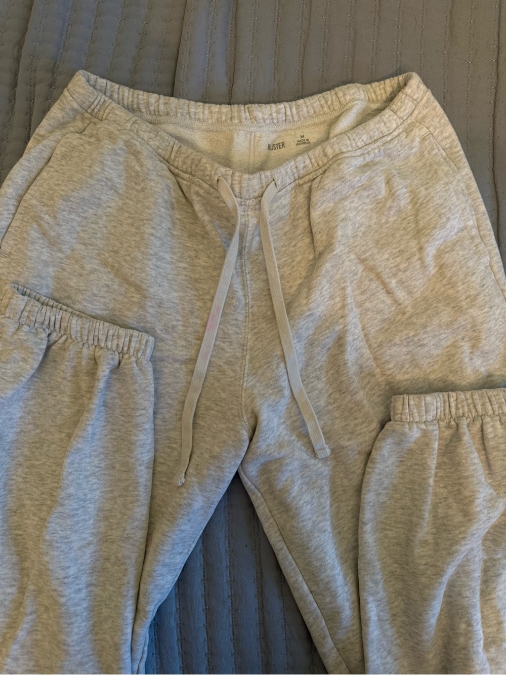 Hollister Light Gray Heather Drawstring Jogger Sweatpants